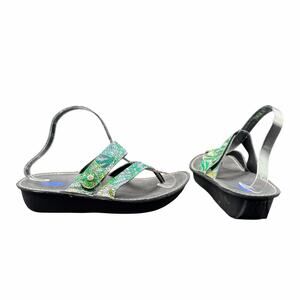 Wolky Tahiti Green Multi Suede Sandals Size 40 US 8.5-9 Supportive Flip Flop